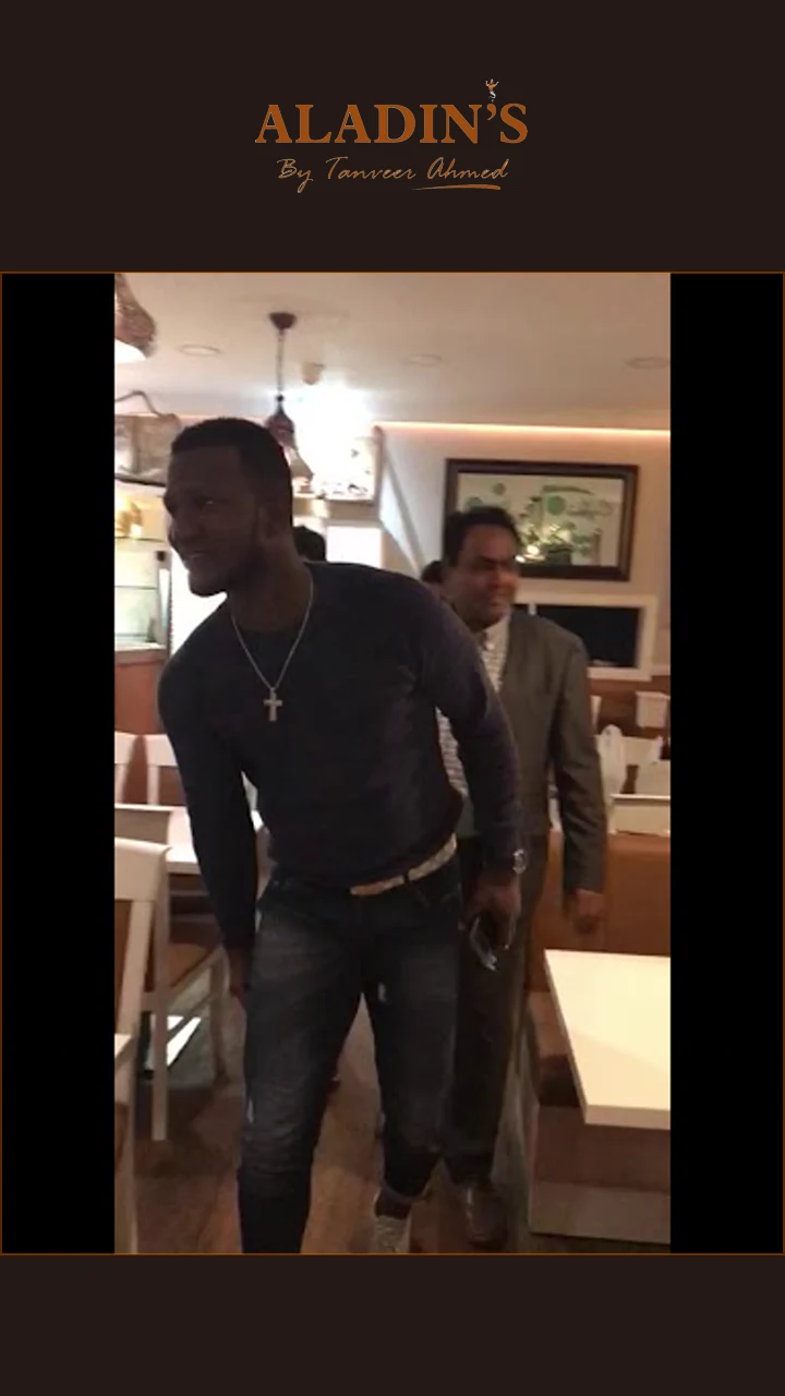 Darren Sammy during a special-guest visit to Aladin
